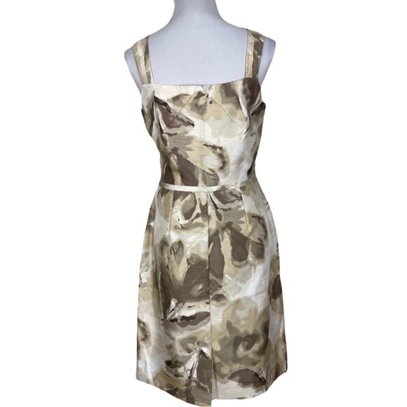 Tahari ASL Womens NWT Tan Derek Floral Square Neck‎ Sleeveless Party Dress 6/C36 - Picture 7 of 11